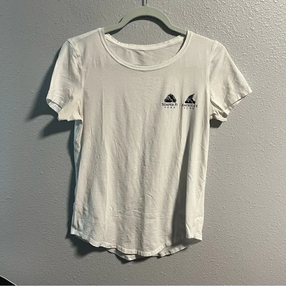 Lululemon White Love Tee Semper Fi Fund Logo
